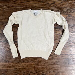 Autumn Cashmere white cream ruffle shoulder sweater size 8